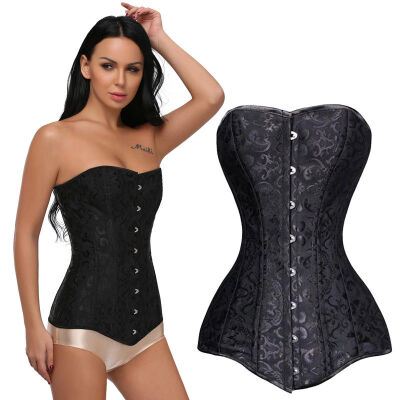 

SLIMBELLE Womens NEW Long Line Corset Steel Boned Overbust Long Torso Waist Training Corset Black