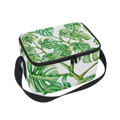 

ALAZA Lunch Box Insulated Lunch Bag Large Cooler Tote Bag Monstera Green for Men Women Girls Boys