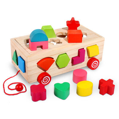 

Wooden Activity Cube Shape & Color Sorter Pull Along Walking 26Pcs Alphabet Matching Blocks Activity Center Educational Toys For 1