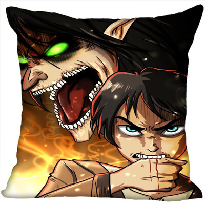 

Attack On Titan Pillow Cover Bedroom Home Office Decorative Pillowcase Square Zipper Pillow Cases Satin Fabric No Fade