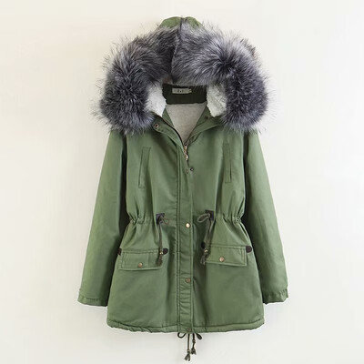 

Cotton clothingwaist slim hooded thick womens long cotton jacket