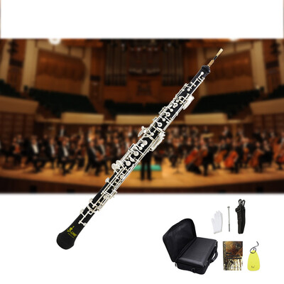 

Professional Oboe C Key Cupronickel Plated Silver Woodwind Musical Instrument for Beginner with Reed Gloves Cleaning Cloth Screwdr