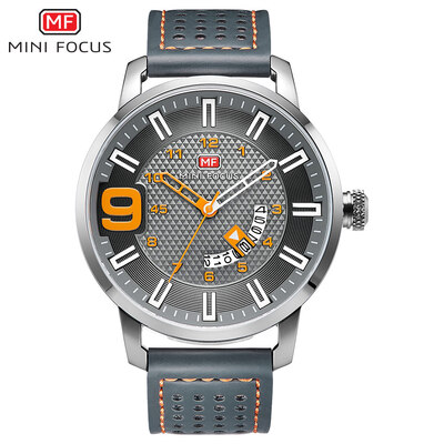 

MINI FOCUS MF0154G Men Watch Leather Strap Quartz Movement Simple Wristwatch Time Display Casual Waterproof Clock for Male
