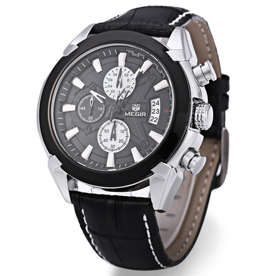 

MEGIR M2020 Male Quartz Watch Three Working Sub-dials Sport Wristwatch