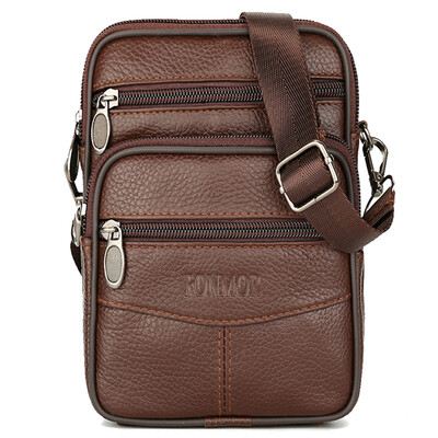 

Mini Genuine Leather Messenger Bags For Men Vintage Small Mobile Cell Phone Case