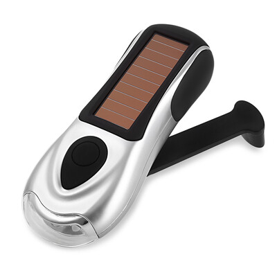 

3W Solar Powered LED Rechargeable Flashlight Hand Crank Mini Manual Generator Light