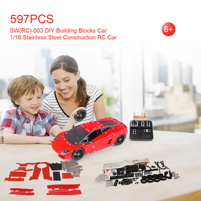 

SWRC-003 597Pcs DIY Building Blocks Car 116 24G Stainless Steel Construction RC Car