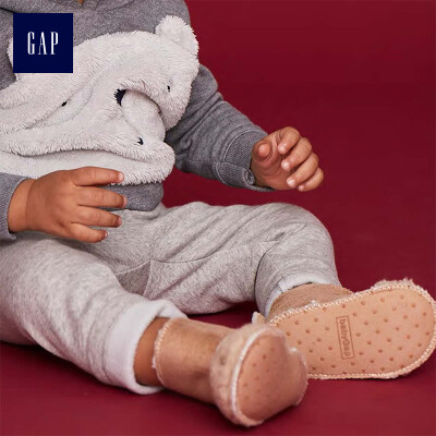 

GAP flagship store childrens clothing baby plus velvet knit pants Wei pants 400006 bright hemp gray 0-3M