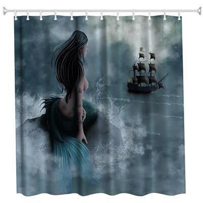 

Mermaid\s Temptation Polyester Shower Curtain Bathroom Curtain High Definition 3D Printing Water-Proof
