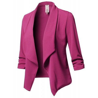 

Women Autumn Fashion Casual Lapel Blazer Coat Long Sleeve Solid Color OL Cardigan Outwear Plus Size