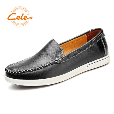 

Celebrity CELE mens business casual leather shoes first layer cowhide set foot soft bottom hand stitching fashion casual black 42 yards M9A1B29901