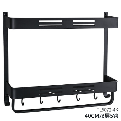 

Belle TL5072-4K space aluminum black double shelf hardware pendant bathroom storage shelf 40CM