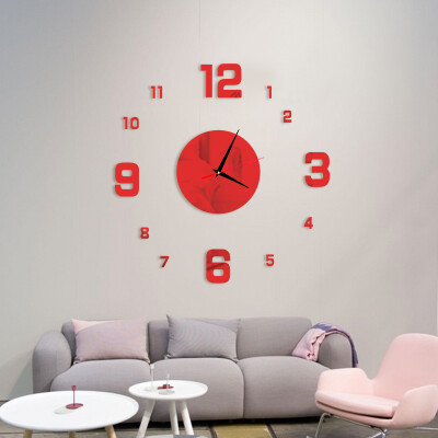 

Modern Creative Round Figure Sticker Acrylic Mirror Surface Non-ticking Wall Clock