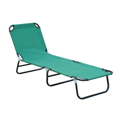 

Deluxe Folding Adjustable Sun Lounger Camping Cot - Green