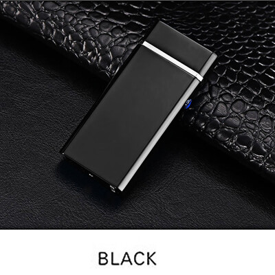 

USB Rechargeable Electronic Hit Fire Machine Windproof Flameless Pure Color Metal Smoking Cigarette Lighters of Double Arc