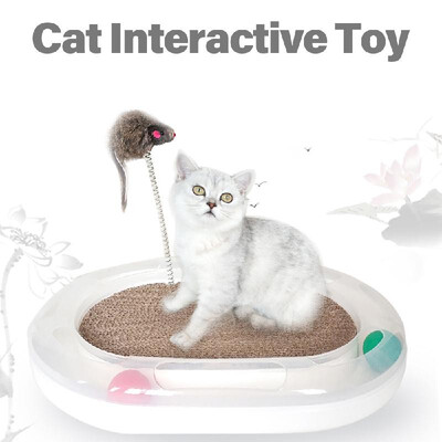 

carno Cat Track Toy Ball Disk Circle Puzzle Tunnel with Cat Scratcher Catnip Tease Stick Pet Interactive Toy for Kittens Exercise