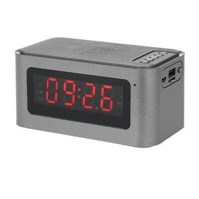 

Mini Desktop Bluetooth Speakers Alarm Clock FM Radio MP3 Music Player TF Card U Disk Reader Hands-free with Microphone LED Display