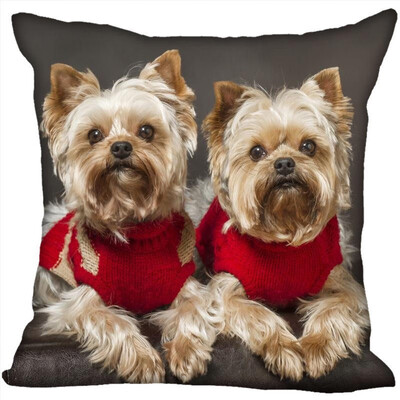 

Yorkshire Terrier Pillow Cover Bedroom Home Office Decorative Pillowcase Square Zipper Pillow Cases Satin Fabric No Fade