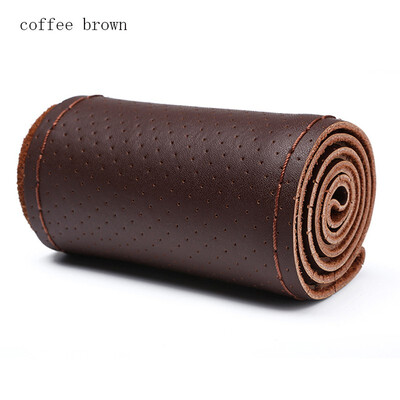 

Automotive interior protection accessories Car Steering Wheel Cover Top Layer Leather with hole Cowhide Braid Needles Thread
