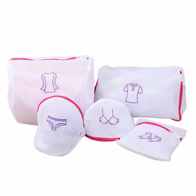 

5PCS Zippered Mesh Laundry Wash Bags Foldable Delicates Lingerie Bra Socks Underwear Washing Machine Clothes Protection Net