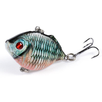 

Mini VIB Fishing Lures with Treble Hooks 3D Eyes Lifelike Fishing Bait Artificial Hard Bait Lure