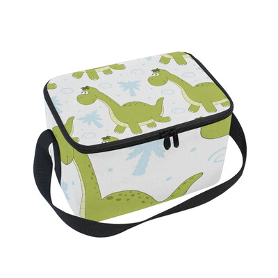 

ALAZA Lunch Box Insulated Green Funny Dinosaurs Lunch Bag Large Cooler Tote Bagfor Men Women
