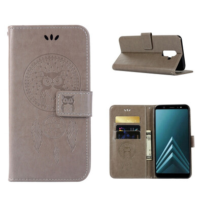 

MOONCASE Samsung Galaxy J8 Windbell Owl Embossed Leather Case - Grey