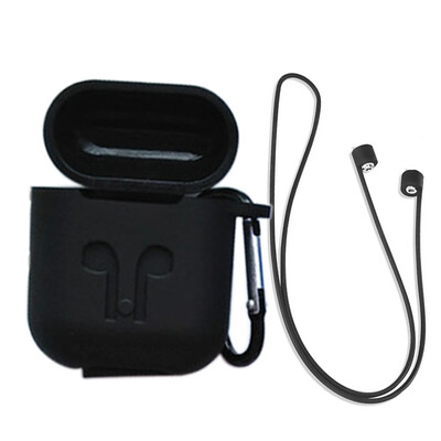 

3in1 Silicone Case for Apple AirPods Wireless BT Headset Protective Storage Box Cover Pouch Carabiner Lanyard