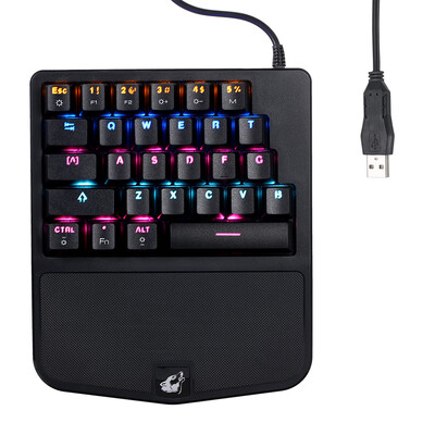 

Free Wolf One-handed Mechanical Keyboard 28 Keys with Backlight Single Hand Gaming Keyboard with Blue Switch Ergonomic Design and