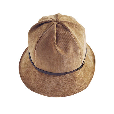 

Jiweixi hat autumn&winter thick warm fisherman hat men&women outdoor Japanese wild color corduroy basin cap JWX601 khaki