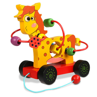 

Wooden Bead Maze Pull Along Walking Toy Roller Coaster Game Activity Center Educational Toys For Age 345 Baby Kids Girl Boy Whit