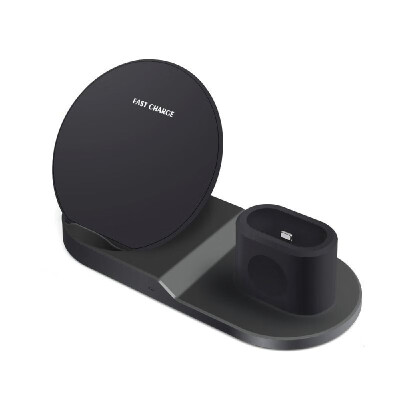 

3-in-1 Wireless Desktop Charger QI 10W Quick Charge Black