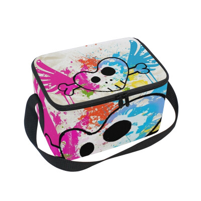 

ALAZA Lunch Box Heart Skull Insulated Lunch Bag Large Cooler Tote Bagfor Men Women