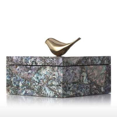 

Rectangular Jewelry Box with Copper Bird Wooden Trinket Jewelry Box Copper Bird Decoration Ring Necklace Storage Box Birthday Gift