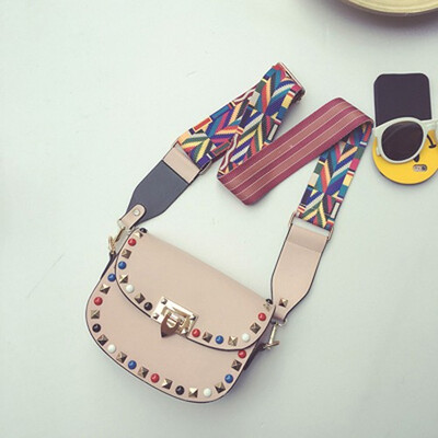 

High Quality PU Leather Women Crossbody Bags Fashion Color Rivet Design Women Shoulder Bags Color Shoulder Strap Ladies Bag 2019