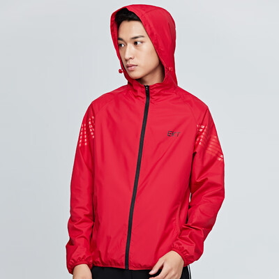 

Hongxing Erke mens comprehensive training clothing hooded thin section zipper mens sports jacket 51218308033 glaze red 2XL