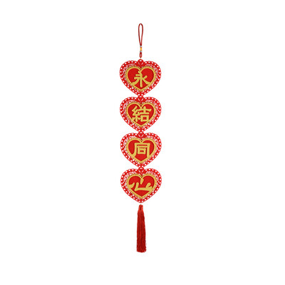 

New&new fine art luxury non-woven wedding room ornaments Chinese style wedding wedding couplet Chinese wedding door living room bedroom screen wall layout pendant Yongjie concentric red bottom
