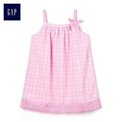 

GAP flagship store female young print embroidered suspender dress 307325 pink print 18-24M