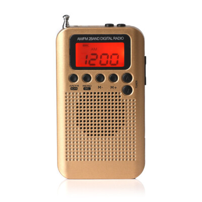 

HRD-104 Portable AM FM Stereo Radio Pocket 2-Band Digital Tuning Radio Mini Receiver Outdoor Radio w Earphone Lanyard 13 Inch L