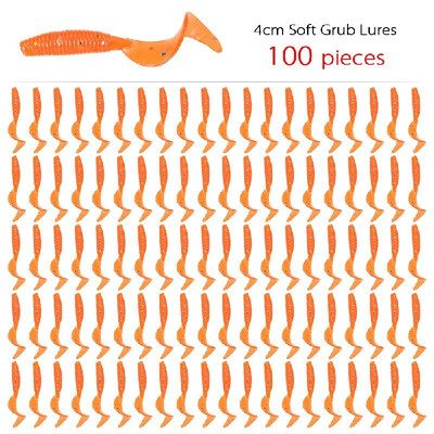 

100pcs 4cm Soft Artificial Fishing Lures Swimbait Tail Grub Lures Worm Moggot Grub Lures Baits