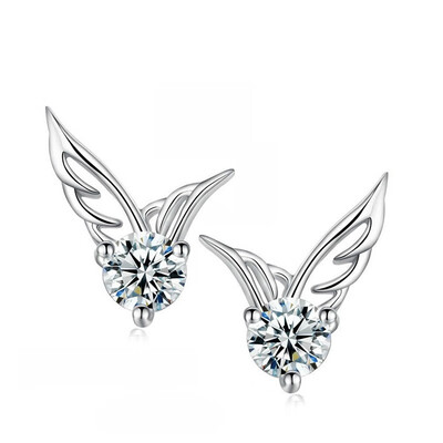 

Fashion Angle Wing Design Crystal Stud Earrings for Women Fine Jewelry Plated Rhinestone Earrings Girls Gift WHB76
