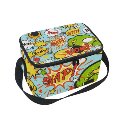 

Lunch Box Insulated Lunch Bag Large Cooler BOOM Amazing Pattern Tote Bagfor Kids Men Women