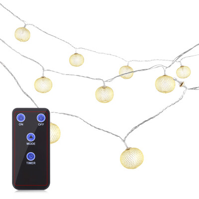 

30 LEDs Remote Control Iron Round Lantern Shape String Light Copper Wire for Christmas Wedding Party Home Decor