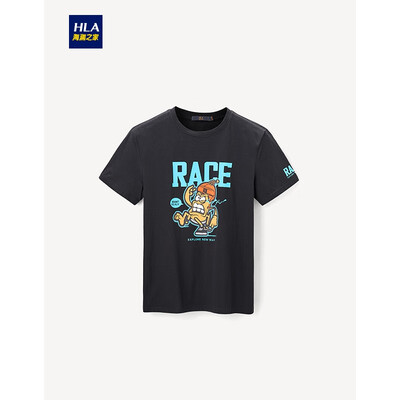 

HLA Haishu House Short Sleeve T-Shirt Male 2019 Summer New Comfortable Cartoon Print Short tHNTBJ2R200A Black Pattern L0 16080A44