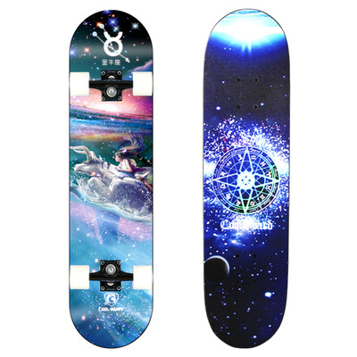 

COOL BOARD skateboard beginners youth adult brush street travel double rocker boys&girls four-wheel flash scooter constellation Taurus - flash wheel