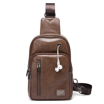 

Golf GOLF Mens Chest Bag Casual Fashion Shoulder Bag Mens Trend Travel Small Backpack Vintage Crossbody Mens Bag D8BV52861J Brown