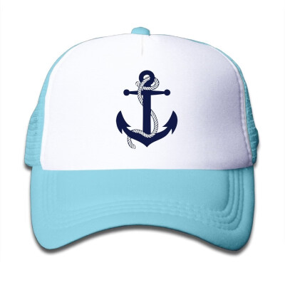 

Navy Blue Nautical Anchor Trucker Hat Adjustable Back Mesh Cap For Child