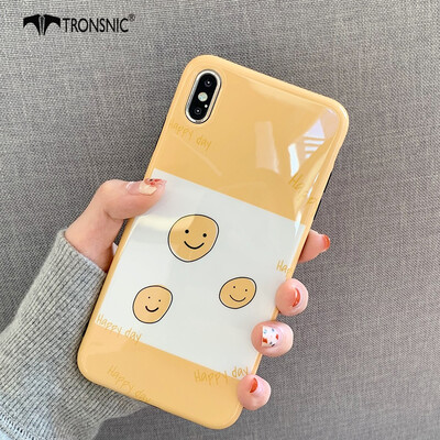 

TRONSNIC Smile Face Phone Case for iPhone XS MAX Yellow Case Cute Cartoon Matte Silicone Cover Hot