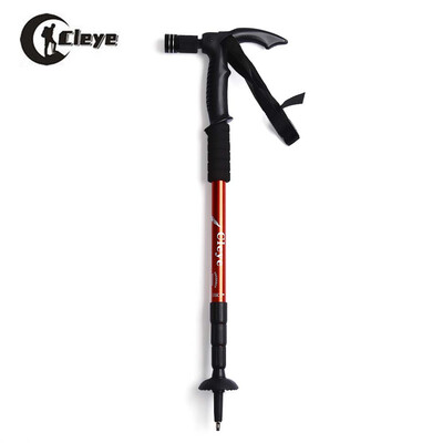 

CLEYE 4 Joints Trekking Folding Alpenstocks with Light Climbing Pole Crutch Walking Stick