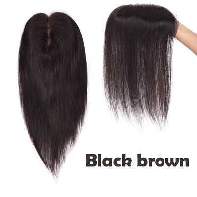 

Clips in Human Hair Topper Top Crown Closure for Thinning Hair Straight Toupee Womens Topper Wiglet Hairpieces for women